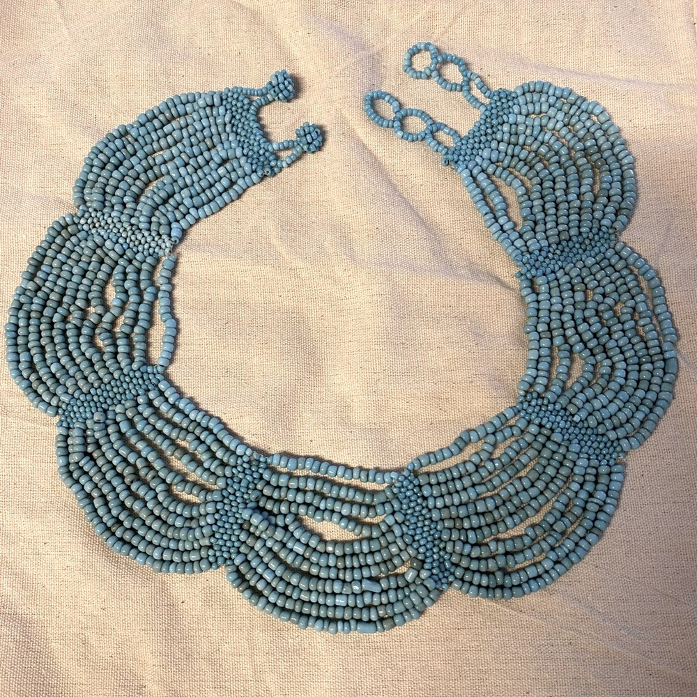 Turquoise glass bead necklace
